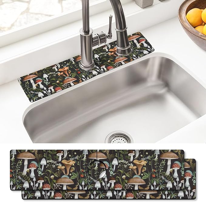 Sink Faucet Absorbing Mat, 2 Pack Drying Mat Around Faucet Sink Splash Guard by BathtubMat