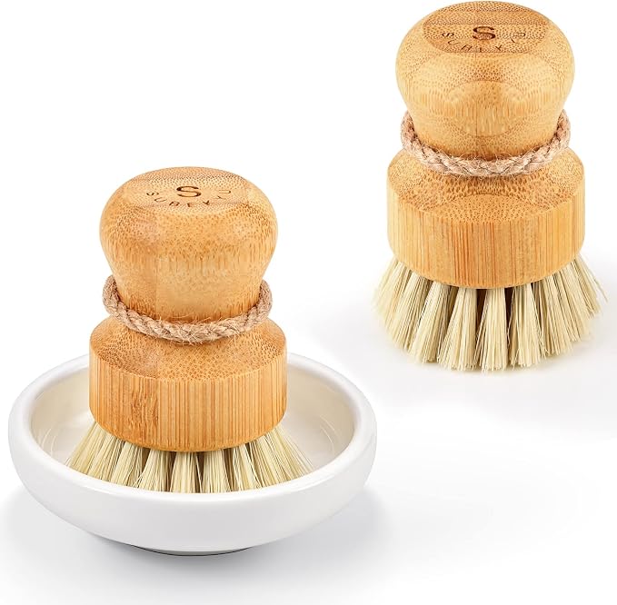 SUBEKYU Bamboo Dish Scrub Brush, Produce Brush, 2 Pack by SUBEKYU