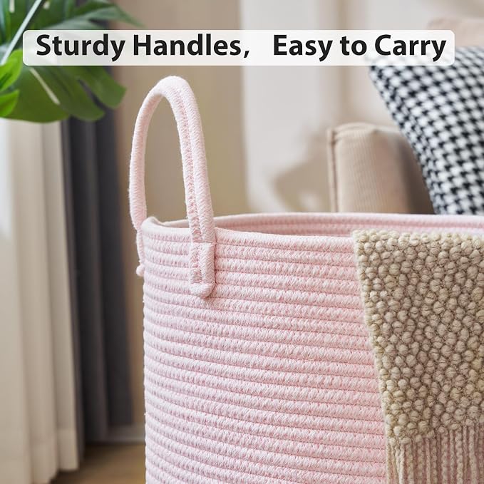 YOUDENOVA Cotton Rope Laundry Hamper Basket, 58L Blanket Basket - Image 4