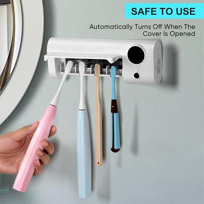 Toothbrush Holder for Bathroom, Toothbrush Cleaner Wall Mounted Cordless | - Image 7
