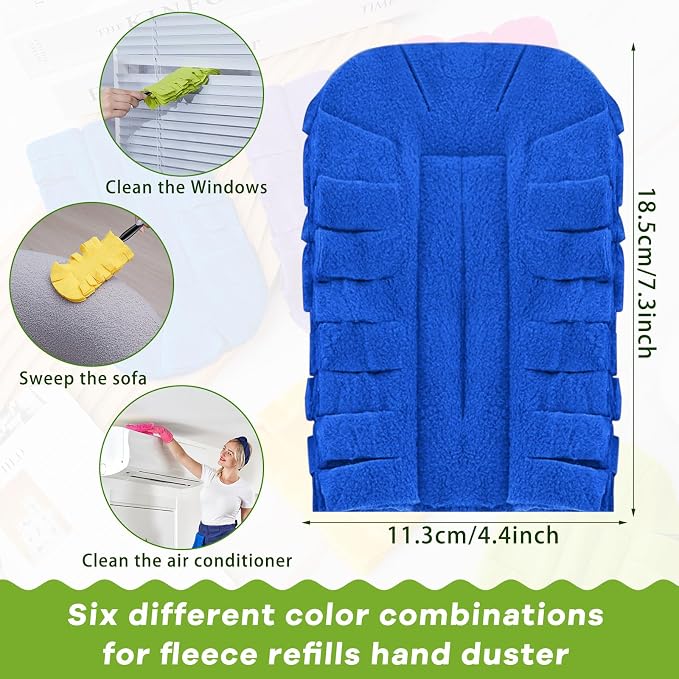 Zubebe 6 Pcs Reusable Duster Refills Fleece, Bright Color | Soft Polyester - Image 2
