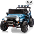 Kids 24V 2-Seater Electric Ride On Car, 4x4 Ride On Truck w/Remote Control, 4-Wheeler Suspension, 3 Speeds, Led Lights, Bluetooth, Ride on Car Toy for Kids Ages 3-8, Lake Blue