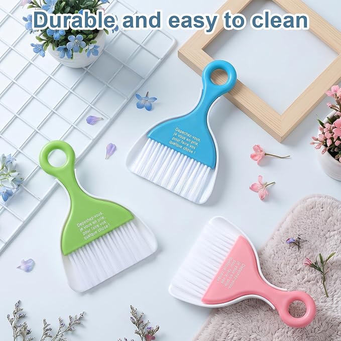 3 Pcs Mini Dustpan and Brush Set, Colorful Small Broom and Dustpan - Image 7