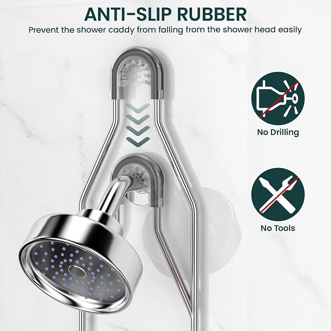 REINHARDT Adjustable Shower Caddy Hanging Over Shower Head - Image 4