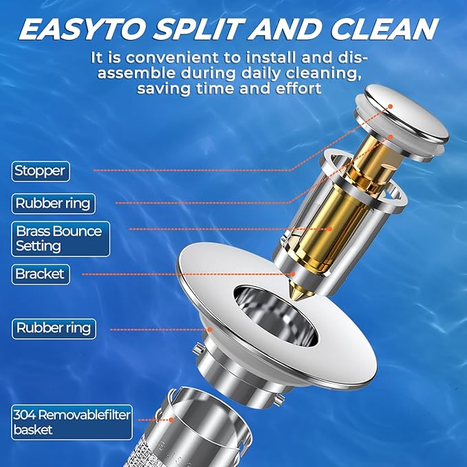 Bathroom Sink Drain Strainer, Pop-up Sink Drain Strainer - Image 6