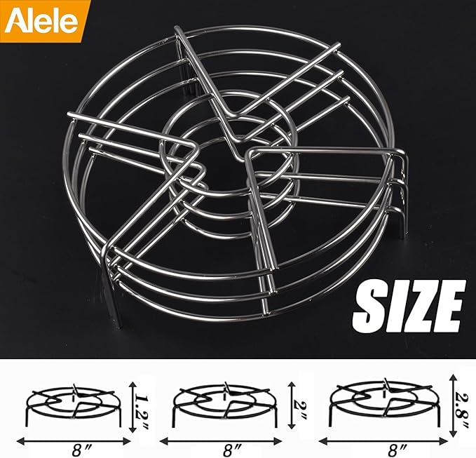 3pack Steam Rack,Alele 8inch Trivet Stainless Steel Steaming Rack Electric Pressure Cooker steam Rack Stand for Instant Pot Pressure Cooker Food Heating (Steam Rack-8IN-3P)