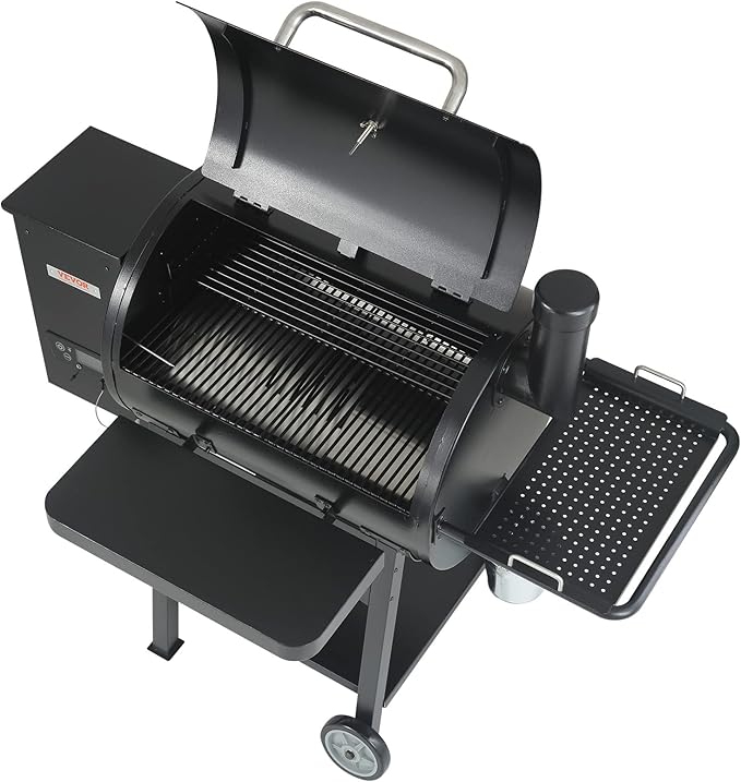 VEVOR Smoker Grill, Portable Wood Pellet Grill with Cart, 500°F Max Temperature, 580 SQ.IN Cook Area, 8 IN 1 BBQ Grill with PID Temperature Control & Meat Probe for Outdoor Cooking, Camping, Backyard