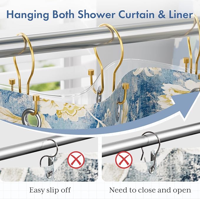 Bathway Shower Curtain Hooks Dark Gold Shower Curtain Rings - Image 4