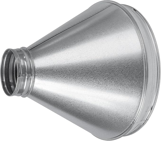12"" to 4"" Inch Round Duct Reducer - Galvanized Steel Pipe Increaser - Coupling for Round Duct Ventilation Systems - Heating & Cooling, HVAC, Gray