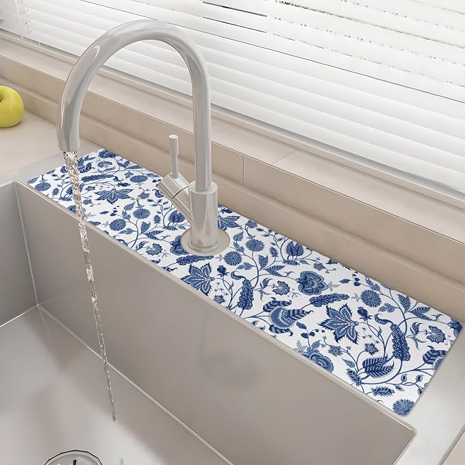 24" X 5.5" Kitchen Sink Splash Guard Faucet Mat Flora Super Absorbent Fast by Unknown