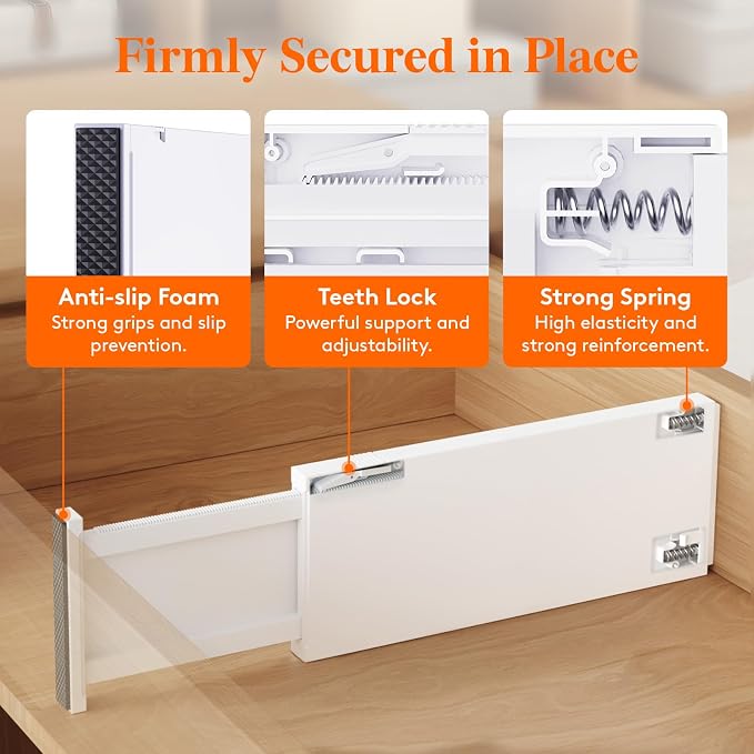 Lifewit 5" Tall Upgrade Drawer Dividers, Adjustable Deep Drawer Organizer | 16 - Image 3
