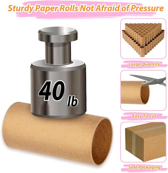 MAPVOLUT 60 PCS Craft Toilet Paper Rolls 3.94"x1.57", Thick Cardboard Tubes - Image 2