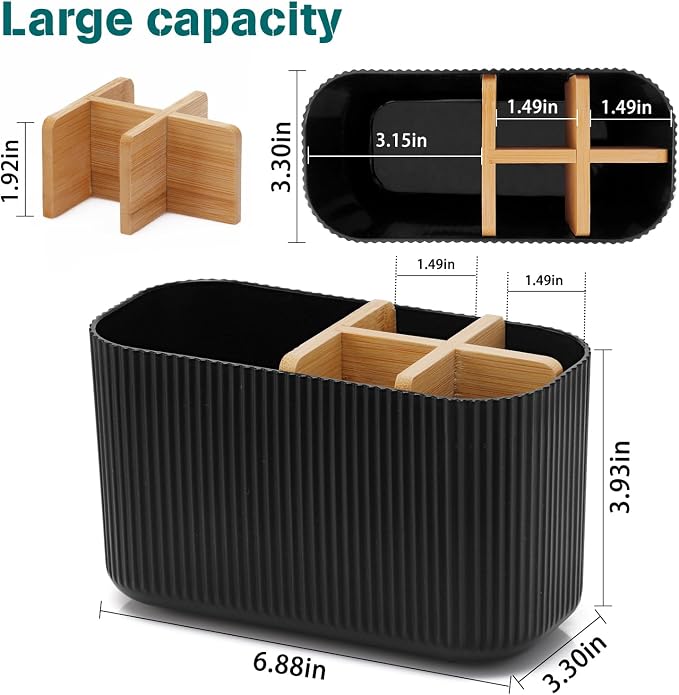 GFWARE Black Toothbrush Holder, 5 Slots Bathroom Organizers and Storage | - Image 6