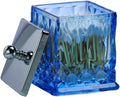 15Oz Blue Q-Tip Holder, Square Thick Glass & Metal Lid by ZIVQEXMURL