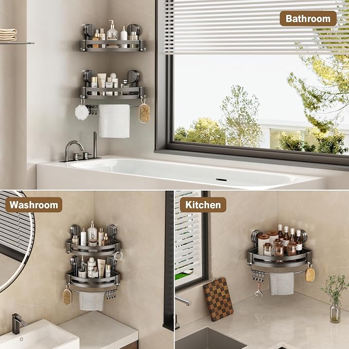 VOLPONE Corner Shower Caddy Suction Cup, 1 Pack Shower Shelves No Drilling - Image 7