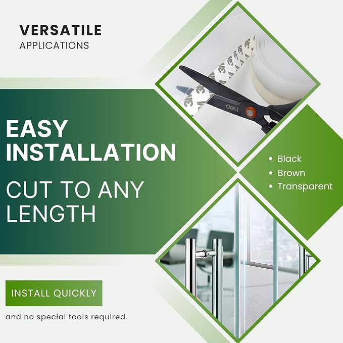 Door Weather Stripping Seal Strip, 1.0 in Black Door Draft Stopper | Weather - Image 9