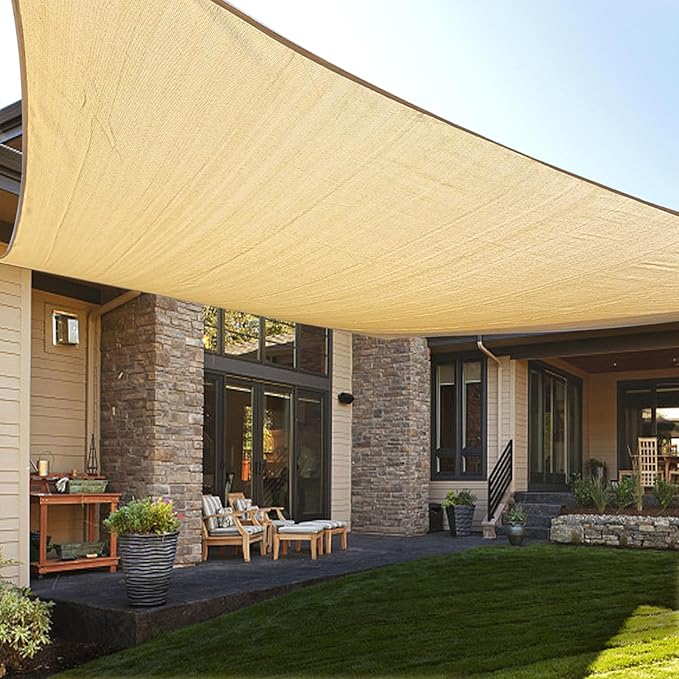 LOVE STORY Custom Size 14' x 20' Sand Sun Shade Sail Canopy Commercial Rectangle Sail Shade Fabric for Patio Garden Backyard Pool (Customized)