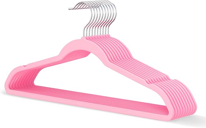 Pink Velvet Hangers 20 Pack, Slim Space Saving Suit Hangers by MLKJHHI