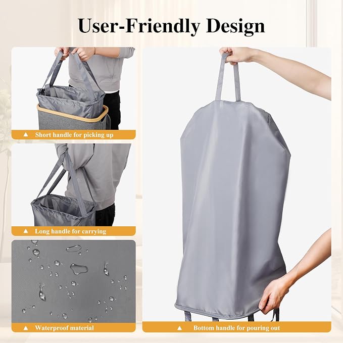 Foluck Slim Laundry Hamper, 60L Waterproof Narrow Laundry Basket - Image 4
