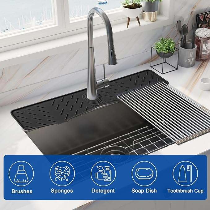 Faucet Mat for Kitchen Sink – 24” x 5.1” Extra-Long Silicone Splash Guard - Image 5