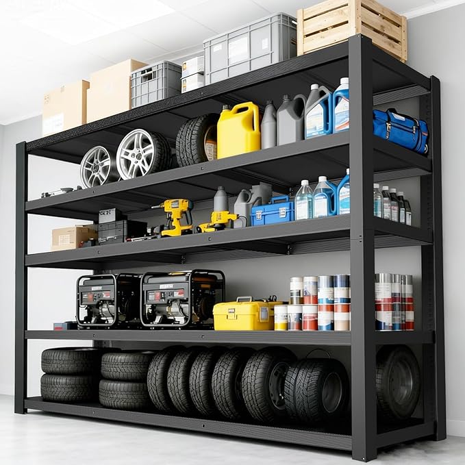 Garage Shelving Unit, Heavy Duty Storage Shelves, 24" D x 55" W x 84" H, Adjustable Metal Rack, Industrial Shelving for Basement, Garage, Basement