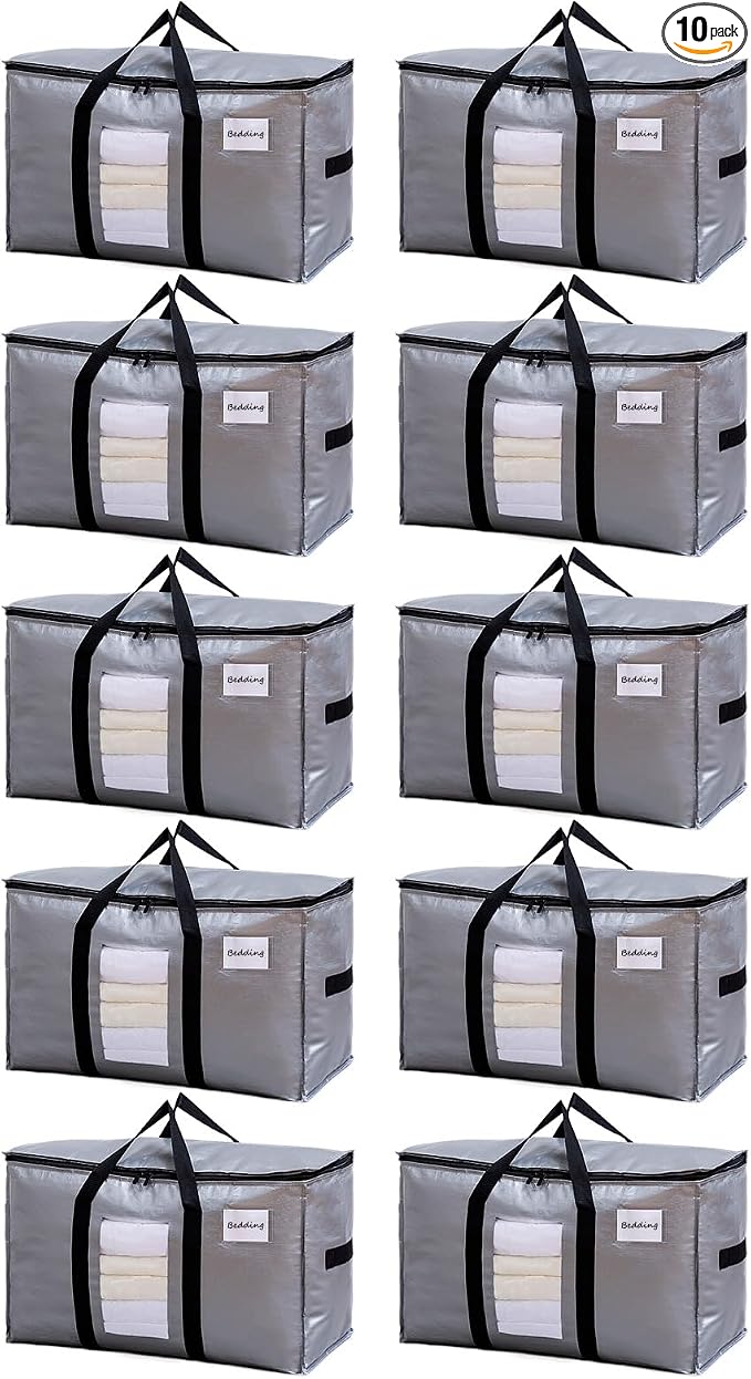TAILI 10 Pack Silver XXL Moving Bags, Storage Bags by TAILI