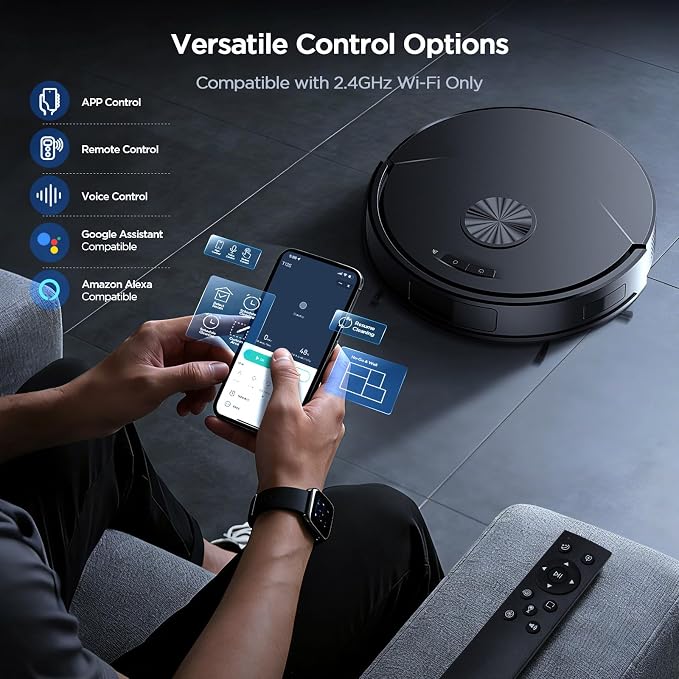 Robot Vacuum and Mop Combo, 8000Pa Strong Suction 2 in 1 Vacuum Robot - Image 3