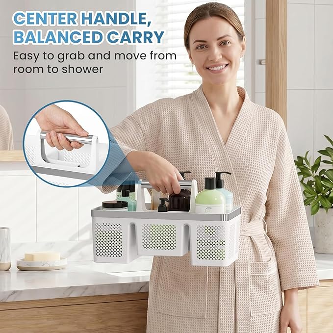 BYUNER Plastic Shower Caddy Dorm: Portable Shower Basket Tote - Image 5
