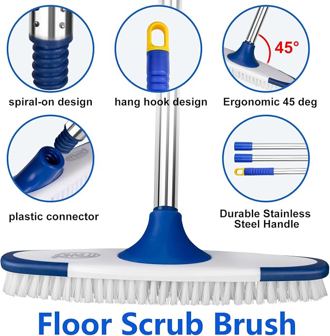 Floor Scrub Brush with Long Handle - Image 3
