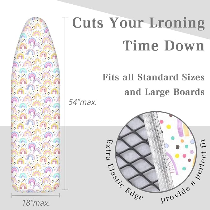 Cute Pink Boho Rainbow Colorful 15"x54" Ironing Board Cover - Image 5