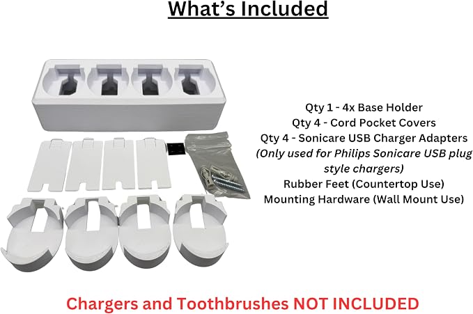 4 Slot Family Electric Toothbrush Charger Holder and Bathroom Organizer - Image 6