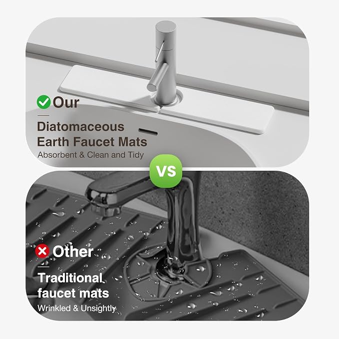 Premium Stone Faucet Mat for Kitchen Sink, Sink Splash Guard Tray for Prevents - Image 6