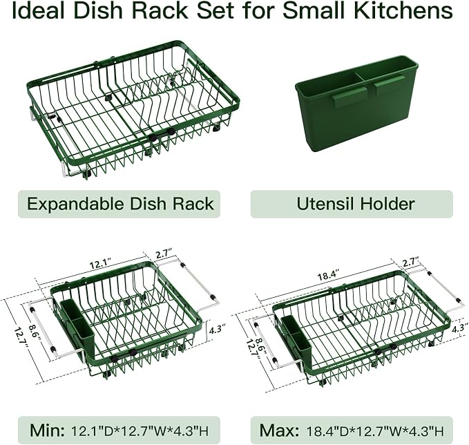 Green Dish Drying Rack Over The Sink - Image 9