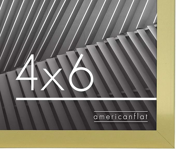 Americanflat 4x6 Picture Frame with Shatter-Resistant Glass - Streamline Collection - Thin Border Photo Frame for Tabletop and Wall Display - Hanging Hardware and Easel Stand Included - Gold