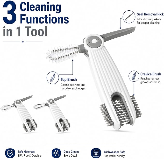 3-in-1 Cup Lid Gap Cleaning Brush Set - Image 2