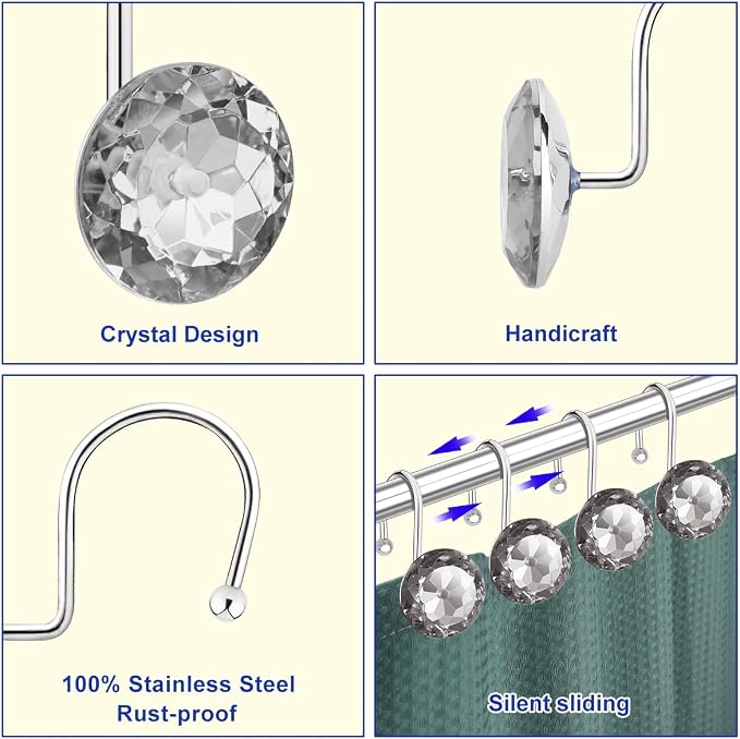 12PCS Shower Curtain Hooks Rings - Image 3