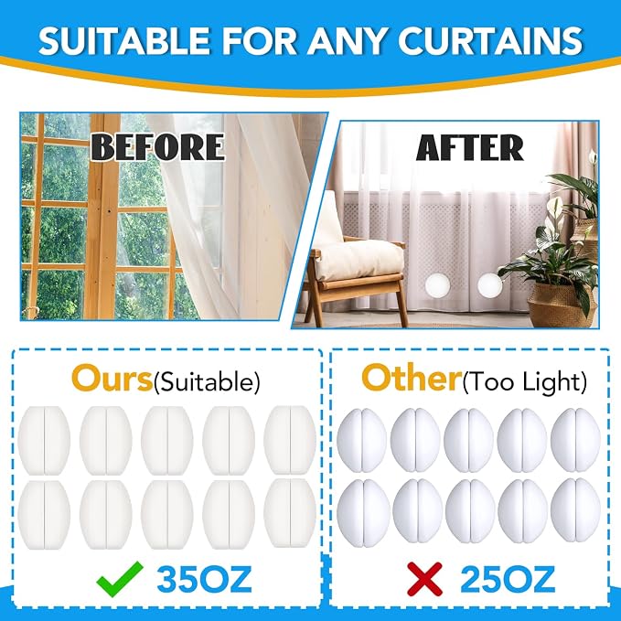 YixangDD 20 Pack Shower Curtain Weights, Magnetic Curtain Weights, 10 Pairs - Image 5
