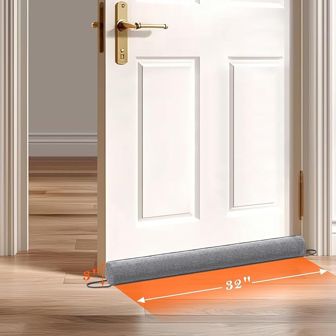 Sunolga Linen Door Draft Stopper, Removable Washable Cover, Blocks Hot and Cold - Image 2