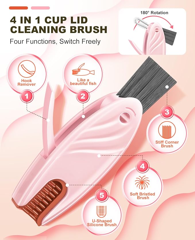 4 in 1 Cup Lid Gap Cleaning Brush Set 2 Pcs - Image 2