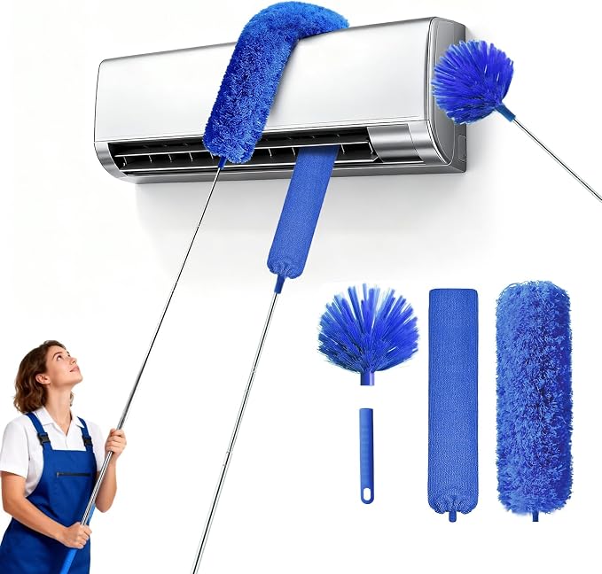 Cobweb Duster with Extension Pole, Washable Cleaning Duster Kit with 3 Duster - Image 9