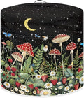 Mushroom Star Print Rice Cooker Protective Cover Lightweight Pressure Cooker Cover with Handle & Pocket, Washable Round Air Fryer Cover Home Kitchen Décor