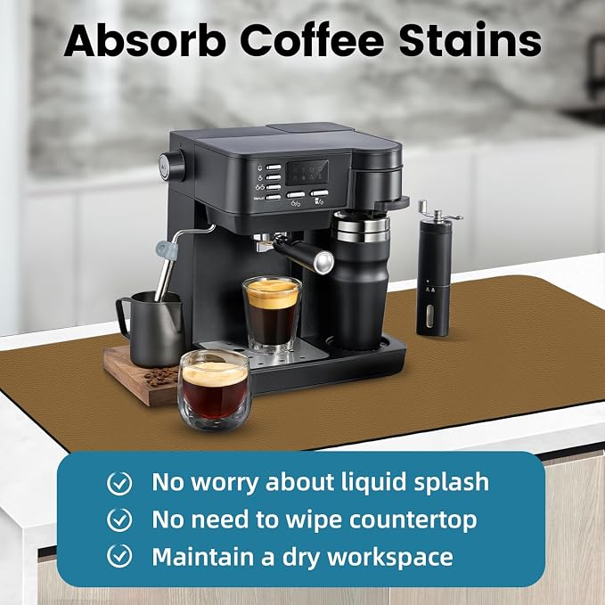 PoYang 31.5x17 Inch Coffee Mat, Extra Large Dish Drying Mat, Stain-Hiding - Image 7
