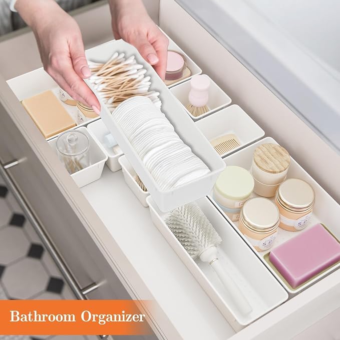 SpaceHacks 25 PCS Plastic Drawer Organizer, 4-Size Versatile Organizer Trays & - Image 6