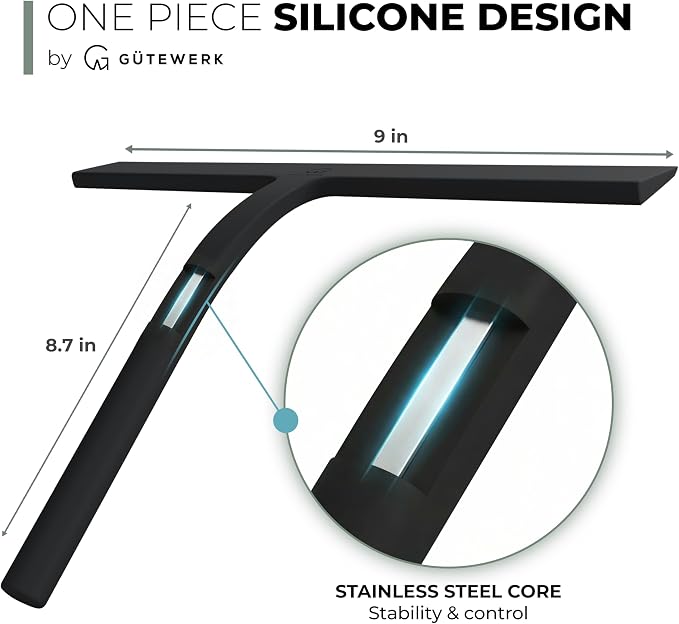 Silicone Shower Squeegee with 3-in-1 No-Drill Mount, Streak-Free & No-Squeak - Image 2