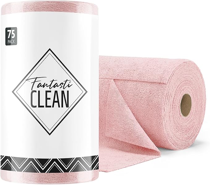 Fantasticlean Microfiber Cleaning Cloth Roll -75 Pack, Ultra Absorbent by Fantasticlean