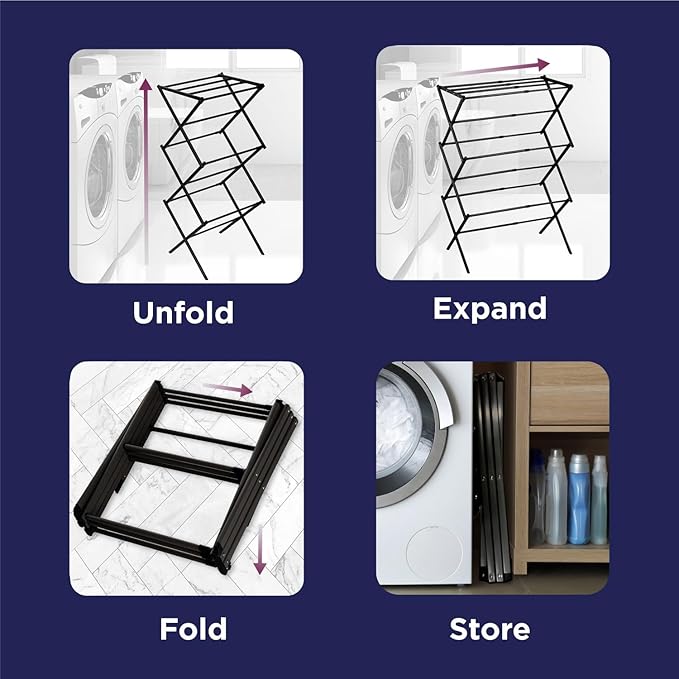 Black+Decker 3 Tier Expandable Collapsing Foldable Laundry Rack - Image 7