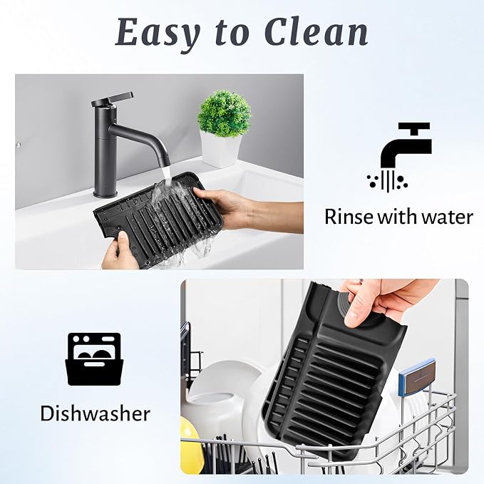 PoYang 17.7 Inch Faucet Mat for Kitchen Sink Splash Guard, Snap Button Holds It - Image 9