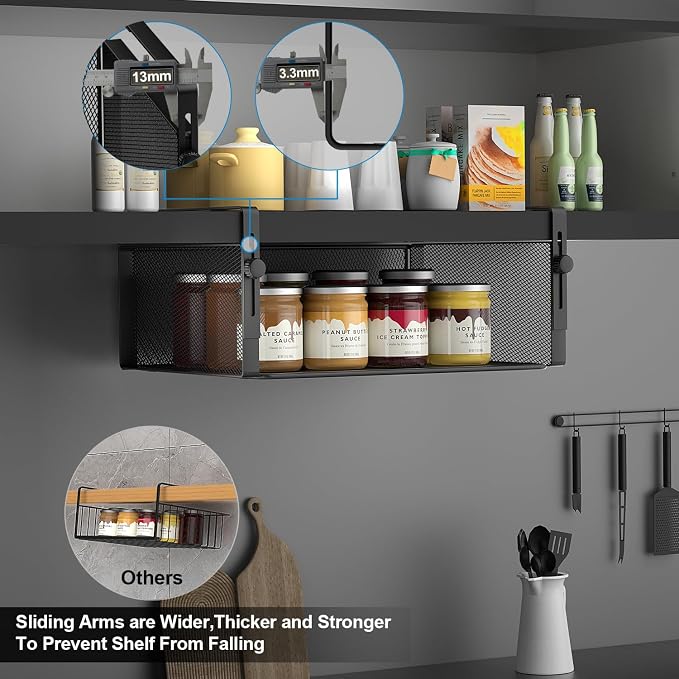 AmonHouseware 2Pack Under Shelf Basket, Adjustable Hanging Holder - Image 4