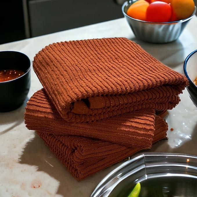 Cinnamon Maroon Rust Kitchen Dish Towels, 100% Cotton - Image 5