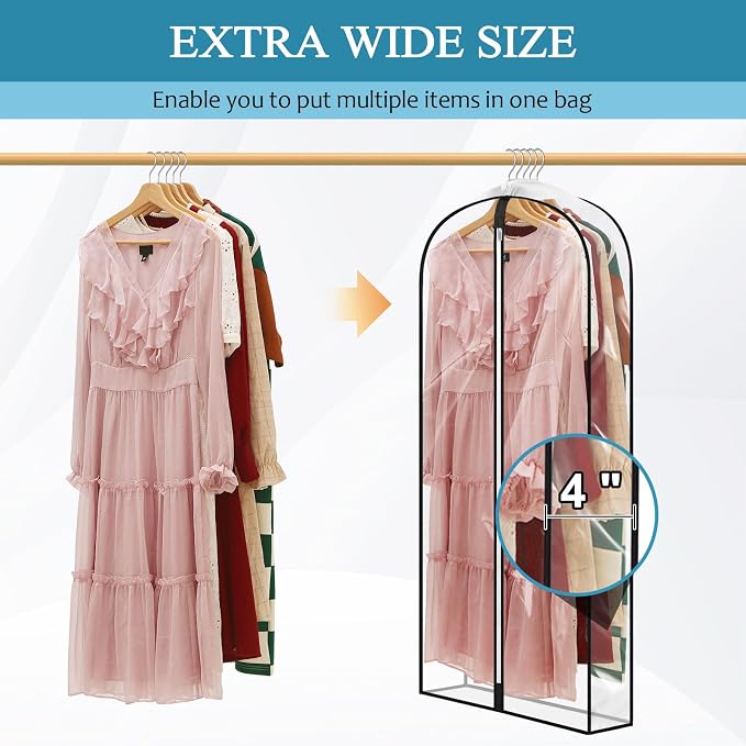50" All Clear Garment Bags for Hanging Clothes, Plastic Garment Covers - Image 2